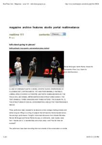 RealTime Arts - Magazine - issue[removed]talk about going to pi...  http://www.realtimearts.net/article.php?id=10836 magazine archive features studio portal realtimedance realtime 111