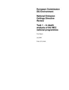 European Commission DG Environment National Emission Ceilings Directive Review Task 1 – In depth