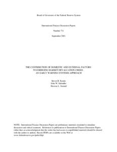 Board of Governors of the Federal Reserve System  International Finance Discussion Papers Number 711 September 2001