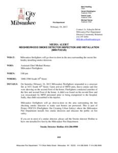 Fire protection / Government of Milwaukee /  Wisconsin / Milwaukee Fire Department / Smoke detector / Firefighter / Fire safety / Safety / Security / Active fire protection