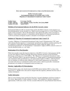 Documentation of Environmental Indicator Determination - U.S. Army, Fort Dix, New Jersey