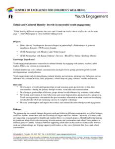 Youth / Human development / Community building / Youth-adult partnership / Sociology / Culture / French Canadian / Youth engagement / Cultural identity / Youth rights / Ageism / Philosophy of education