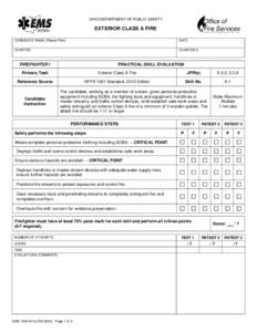 OHIO DEPARTMENT OF PUBLIC SAFETY  EXTERIOR CLASS A FIRE CANDIDATE NAME (Please Print)  DATE