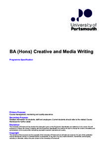 BA (HONS) CREATIVE AND MEDIA WRITING
