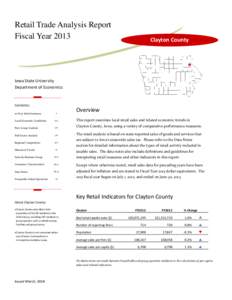 Retail Trade Analysis Report Fiscal Year 2013 Clayton County  Iowa State University