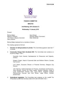 FI/S4/15/2/M  FINANCE COMMITTEE MINUTES 2nd Meeting, 2015 (Session 4) Wednesday 14 January 2015