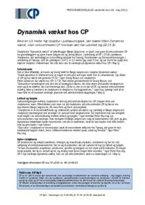 PRESSEMEDDELELSE udsendt den 16. maj[removed]Dynamisk vækst hos CP