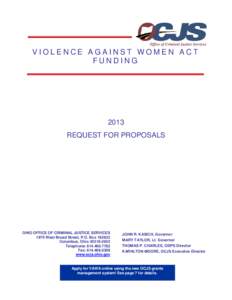 VIOLENCE AGAINST WOMEN ACT FUNDING 2013 REQUEST FOR PROPOSALS