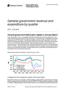 Government Finance[removed]General government revenue and expenditure by quarter 2014, 1st quarter