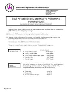 Bulk potatoes from storage to processing trip permit information sheet