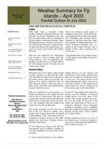 Weather Summary for Fiji Islands – April 2003