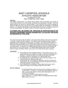 EAST LIVERPOOL SCHOOLS ATHLETIC ASSOCIATION 100 MAINE BOULEVARD EAST LIVERPOOL, OHIO 43920