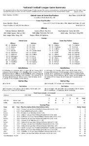 National Football League Game Summary NFL Copyright © 2011 by The National Football League. All rights reserved. This summary and play-by-play is for the express purpose of assisting media in their coverage of the game; any other use of this material is prohibited without the written permission of the National Football League.