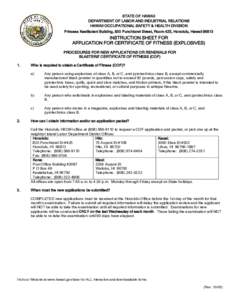 APPLICATION FOR CERTIFICATE OF FITNESS (EXPLOSIVES)