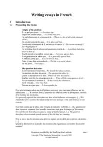 Writing essays in French 1 Introduction  1.1