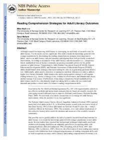 Applied linguistics / Educational psychology / Knowledge / Learning to read / Education in the United States / Reading comprehension / Adolescent literacy / National Assessment of Educational Progress / Literacy / Reading / Linguistics / Education
