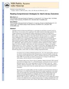 NIH Public Access Author Manuscript J Adolesc Adult Lit. Author manuscript; available in PMC 2012 October 17. NIH-PA Author Manuscript