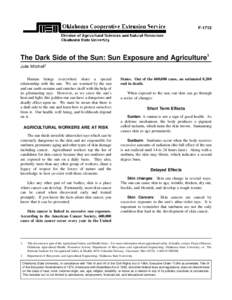F[removed]The Dark Side of the Sun: Sun Exposure and Agriculture1 Julie Mitchell2 Human beings everywhere share a special relationship with the sun. We are warmed by the sun
