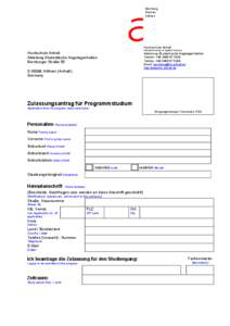 Zulassungsantrag postgraduale Studiengänge