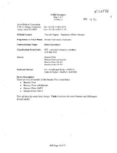 510(k) Summary Page I of 5 27-Mar-l IAPR Atom Medical Corporation[removed], Hongo, Bunkyo-ku Tokyo, Japan[removed]