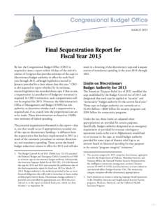 Final Sequestration Report for Fiscal Year 2013