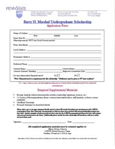 Barry H Marshall Scholarship Application Form