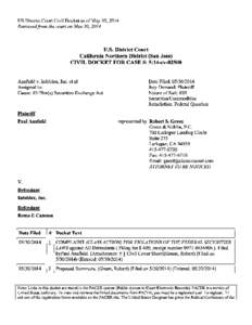 Paul Ansfield, et al. v. Infoblox, Inc., et al. 14-CV[removed]U.S. District Court Civil Docket