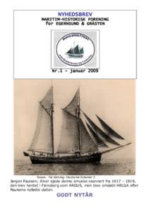 NYHEDSBREV  MARITIM-HISTORISK FORENING for EGERNSUND & GRÅSTEN  Nr.1 – januar 2009