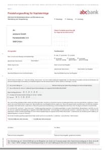 abcbank GmbH · Kamekestraße 2–8 · 50672 Köln · Telefon:  · Telefax:  ·  · www.abcbank.de Seite 1 Freistellungsauftrag für Kapitalerträge (G