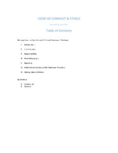 CODE OF CONDUCT & ETHICS Revised February 2014 Table of Contents  