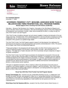 Microsoft Word[removed]News Release - Governor, Fingerhut, Patt-McDaniel Announce More Than $6 Million in Ohio Third Front