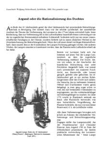 Ausschnitt: Wolfgang Schivelbusch, Lichtblicke, 1983. Neu gestaltet wepe.  Argand oder die Rationalisierung des Dochtes