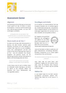 Assessment	
  Center	
    	
   Allgemein	
  
