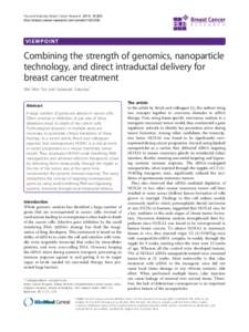 Combining the strength of genomics, nanoparticle technology, and direct intraductal delivery for breast cancer treatment