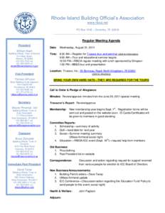 Rhode Island Building Official’s Association www.riboa.net PO Box 1246 – Coventry, RI[removed]___________________________________________________________  Regular Meeting Agenda