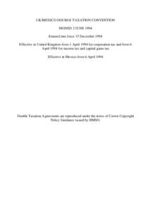 CONVENTION BETWEEN THE GOVERNMENT OF THE UNITED KINGDOM OF GREAT BRITAIN AND NORTHERN IRELAND AND THE GOVERNMENT OF THE UNITED MEXICAN STATES FOR THE AVOIDANCE OF DOUBLE TAXATION AND THE PREVENTION OF FISCAL EVASION WITH