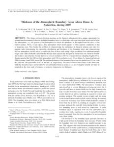 PUBLICATIONS OF THE ASTRONOMICAL SOCIETY OF THE PACIFIC, 122:1122–1131, 2010 September © 2010. The Astronomical Society of the Pacific. All rights reserved. Printed in U.S.A. Thickness of the Atmospheric Boundary Laye