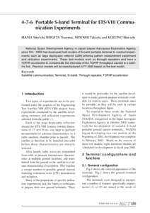 4-7-6 Portable S-band Terminal for ETS-VIII Communication Experiments HAMA Shin’ichi, SHIGETA Tsutomu, MIYOSHI Takashi, and KOZONO Shin-ichi National Space Development Agency in Japan (Japan Aerospace Exploration Agenc