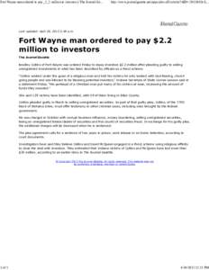 Fort Wayne man ordered to pay _2_2 million to investors | The Journal Gazette