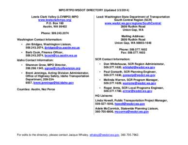 Lewis Clark Valley MPO/WSDOT directory - updated[removed]