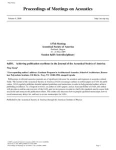 Ning Xiang  Proceedings of Meetings on Acoustics Volume 6, 2009  http://asa.aip.org