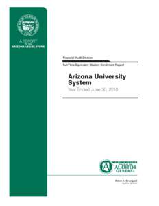 A REPORT TO THE ARIZONA LEGISLATURE  Financial Audit Division