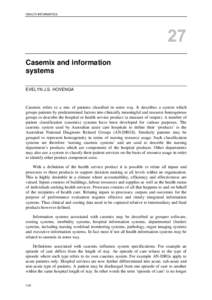 HEALTH INFORMATICS  Casemix and information systems EVELYN J.S. HOVENGA