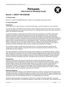 Vaccine-Preventable Diseases, Surveillance and Control  Wisconsin Division of Public Health, Immunization Program Pertussis (Also known as Whooping Cough)