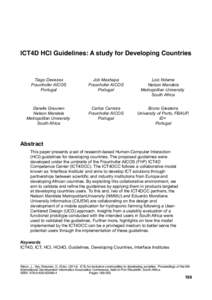 ICT4D HCI Guidelines: A study for Developing Countries  Tiago Devezas Fraunhofer AICOS Portugal