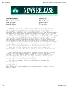 MPSC Press Release  COMMISSIONERS John G. Strand, Chairman David A. Svanda Robert B. Nelson