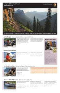 Ranger-led Activity Schedule September 2014 National Park Service U.S. Department of the Interior
