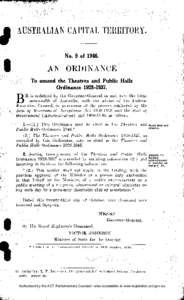 MJSTRiLIAN CAPITAL TERRITORY. No. 9 of[removed]AN ORDINANCE To amend the Theatres and Public Halls Ordinance[removed].