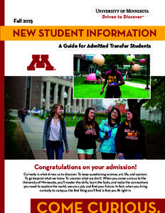 FallNEW STUDENT INFORMATION A Guide for Admitted Transfer Students  Congratulations on your admission!