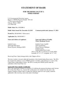 Statement of Basis for Draft NPDES Permit for Isabella County Landfill - December 2013